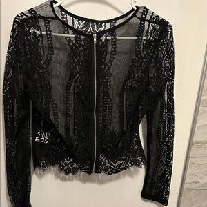 Elegant Black Lace Women Top